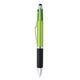aerial view a metallic green 4- in -1 pen with stylus, image 1 of 4