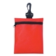 aerial view a red non - woven zippered pouch, image 1 of 2