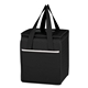 aerial view a black wave design non - woven cooler lunch bag tote, image 1 of 2