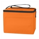 aerial view a orange polyester budget cooler bag - 6 can, image 1 of 2