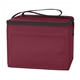 aerial view a maroon polyester budget cooler bag - 6 can, image 1 of 2