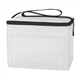 aerial view a white polyester budget cooler bag - 6 can, image 1 of 2