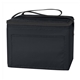 aerial view a black polyester budget cooler bag - 6 can, image 1 of 2