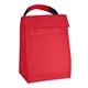 aerial view a red 210d polyester budget lunch bag, image 1 of 2