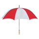aerial view a white/red 60 arc nylon golf umbrella, image 1 of 2