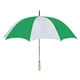 aerial view a white/green 60 arc nylon golf umbrella, image 1 of 2