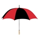 aerial view a red/black 60 arc nylon golf umbrella, image 1 of 2