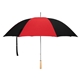 aerial view a red/black 60 arc nylon golf umbrella, image 1 of 3