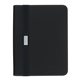 aerial view a solid black contemporary zippered portfolio, image 1 of 3
