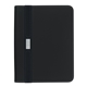 aerial view a solid black contemporary zippered portfolio, image 1 of 3