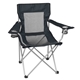 aerial view a black mesh folding comfy lawn chair with carrying bag, image 1 of 4