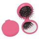 aerial view a pink brush and mirror compact 2- in -1 mini travel kit, image 1 of 3