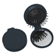 aerial view a black brush and mirror compact 2- in -1 mini travel kit, image 1 of 3