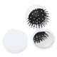 aerial view a white brush and mirror compact 2- in -1 mini travel kit, image 1 of 3