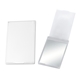 aerial view a solid white travel vanity mirror with stand, image 1 of 3