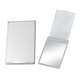aerial view a solid silver travel vanity mirror with stand, image 1 of 3