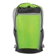 aerial view a lime green tri - color drawstring backpack, image 1 of 2