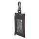 aerial view a black zip tune id mobile tech earbud kit in travel id wallet components inserted into zipper pack id wallet, image 1 of 3