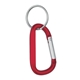aerial view a red 8mm carabiner with split ring, image 1 of 2