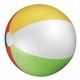 aerial view a yellow/white/blue/red/green 20 beach ball, image 1 of 3