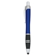 aerial view a blue tri - band pen with stylus, image 1 of 3