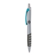 a silver body & light blue clip & charcoal grip apex mix or match ballpoint pen