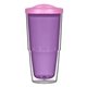 aerial view a translucent purple 24 oz biggie tumbler with lid, image 1 of 2