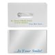 a white credit card dental floss w / mirror
