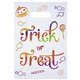 aerial view a white digital full color imprint die cut halloween candy bag, image 1 of 3
