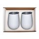 aerial view a white duo vacuum insulated stemless wine tumbler gift set, image 1 of 2