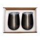 aerial view a gunmetal duo vacuum insulated stemless wine tumbler gift set, image 1 of 2