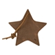 aerial view a distressed brown stella leather star ornament, image 1 of 2