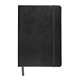 aerial view a black promotional custom faux leather soft cover tuscany journal notebook, image 1 of 7