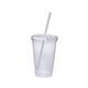aerial view a clear super value 20 oz sipper with straw, image 1 of 4