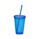 aerial view a translucent blue super value 20 oz sipper with straw, image 1 of 4