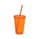 aerial view a translucent orange super value 20 oz sipper with straw, image 1 of 4