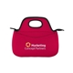 aerial view a red zippered neoprene lunch cooler tote bag, image 1 of 5