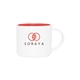 aerial view a white/red monaco 16 oz stackable ceramic coffee mug - white / red, image 1 of 5