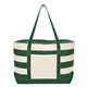 aerial view a natural with forest green trim 18 oz cotton canvas nautical tote bag, image 1 of 2
