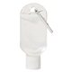 aerial view a clear with white cap and silver carabiner 1 oz hand sanitizer with carabiner, image 1 of 6