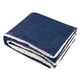 aerial view a navy polyester fleece sherpa blanket, image 1 of 2
