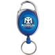 aerial view a trans blue retractable key ring, image 1 of 4
