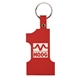 a red 1-9/16 w x 2-9/16 h plastic number one key tag