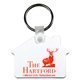 a white 2-1/16 w x 1-5/8 h plastic house shaped key fob