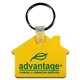 a yellow 2-1/16 w x 1-5/8 h plastic house shaped key fob