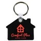 a black 2-1/16 w x 1-5/8 h plastic house shaped key fob