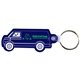a trans. blue 2-3/4 w x 1-1/4 h plastic van shaped key fob