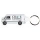 a clear 2-3/4 w x 1-1/4 h plastic van shaped key fob