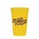 a yellow 22 oz custom smooth stadium cup