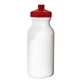 aerial view a translucent red bike 20 oz sports water bottle with push pull lid, image 1 of 3